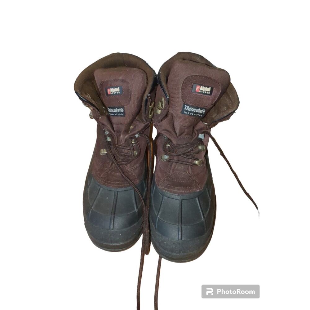 Alpine Design Leather Suede Boots Brown Shelter Thinsulate Waterproof Men US 13